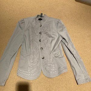 Feminine, embroidered grey jacket